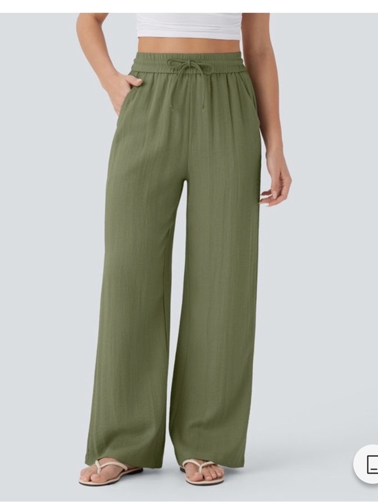 HALARA Pants - HALARA Olive Drawstring Wide-Leg Pants